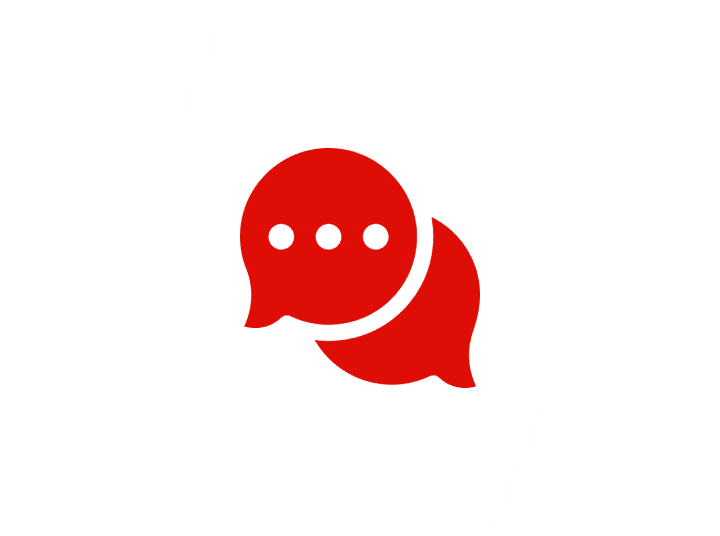 Red chat bubbles on black and white background.
